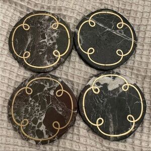 Anthropologie Marble Coasters with Gold Accents